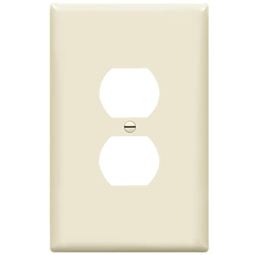 Image of ENERLITES Duplex Receptacle Outlet Wall Plate, Jumbo Electrical Outlet Cover, Gloss Finish, Oversized 1-Gang 5.51 inch x 3.50 inch, Polycarbonate Thermoplastic, 8821O-LA, Light Almond