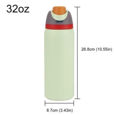 Image of FreeSip Flip-Top Water Bottle for Kids & Adults, Leakproof One-Hand Open Lid, BPA-Free, Easy Carry for School, Office, Sports & Travel - 32 oz (Grey, 960 ml)