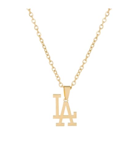 Los Angeles Necklace Stainless Steel Pendant Necklace Silver LA Link Chain L.A Pendant High Polished Finish Gift Idea