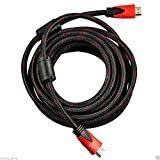 CableVantage New Premium HDMI Cable 30FT for BLURAY 3D DVD PS3 HDTV LCD HD TV 1080P Red Mesh High Speed Gold-Plated Cord Red