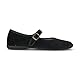 PAYMA - Damen Mary Janes aus Samt. Flache Ballerinas, Casual Sandalen, Bequeme Maryjane Schuhe Schnallenverschluss. Farbe: Schwarz, Größe: EU 38