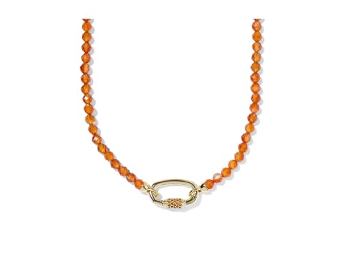 Kendra Scott, Women's, Emery Beaded Strand Necklace, Gold Orange Agate, One Size