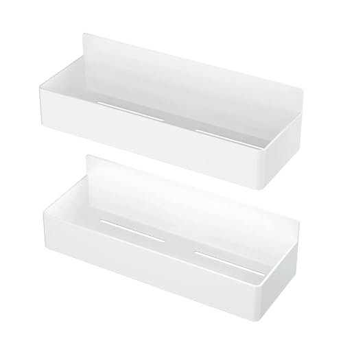 BUFANJIA Estantes magnéticos fuertes de 2 capas, color negro y blanco, organizador de condimentos de especias de plástico para cocina, refrigerador y microondas (2 unidades, blanco)