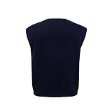 Krumba Mężczyźni Oversize Swetry Kamizelka: Plus Rozmiar Duży Wysoki V Serek Bawełna Pulowery Granatowy 5XL
