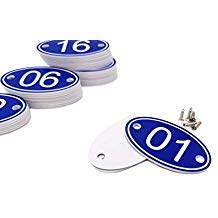 PlayCool ABS Engraved 30mm x 50mm Oval Table Numbers Pubs Restaurants Clubs - Blue - 1 to 50