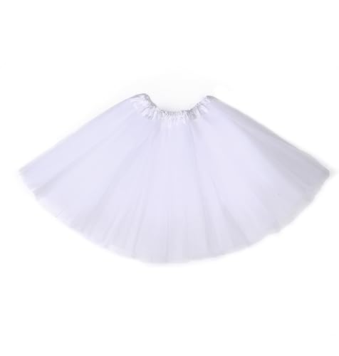 Fepdiu Girls Tutu Skirt 3 Layers Tulle Toddler Ballet Skirts Girls Tulle Tutu Dance Fit Most 3-10 yrs for Dance Party Costume (White)