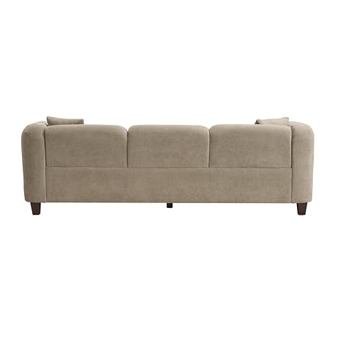 Image of Merax 87 inch Camel Velvet Couch 3 Seater Modern Sofas for Living Room | with 2 Pillows, Foam Filled Cushions, Solid Wood Legs, Upholstered Backrest and Armrest, Bear 900lbs, 87 inchW x 29.5 inchD x 26.5 inchH