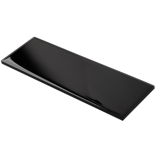 Lovdeco Black Glass Subway Tile, Glass for Bathroom Kitchen Shower