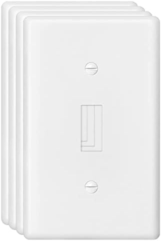 Decorator Wall Plate Toggle Light Switch Plate Outlet Cover,Unbreakable Polycarbonate Thermoplastic, White (4-Pack, Single Toggle-White)