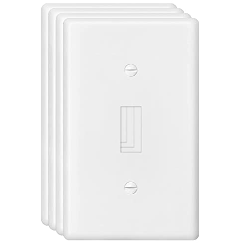 Decorator Wall Plate Toggle Light Switch Plate Outlet Cover,Unbreakable Polycarbonate Thermoplastic, White (4-Pack, Single Toggle-White) #TOP1