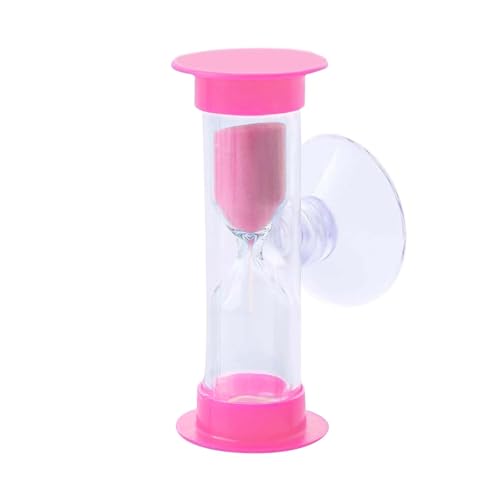 Hourglass Sand Timer 2 Minute with Suction Cup,Unbreakable Sand Watch 2 Min Sucker,Small Pink Sand Clock 2 Minute,Plastic Hour Glass Sandglass Timer for Boys and Girls,Games,Classroom,Toothbrush