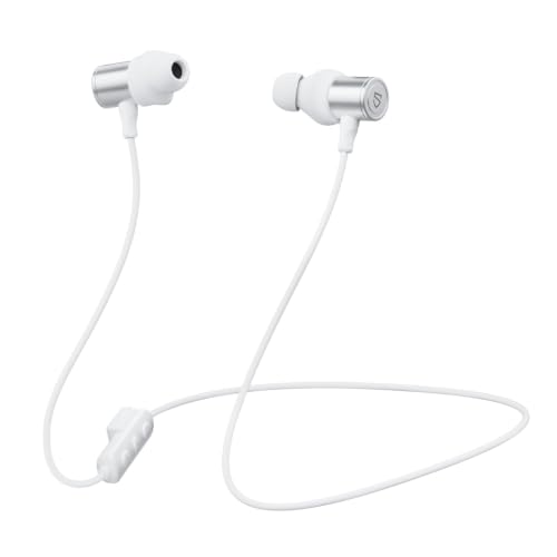 SoundPEATS Q40 HD Neckband Headphones with LDAC, 20h Playtime, IP67, AI Call Noise Cancelling, Magnetic Earbuds – Off-White