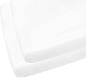 100% Egyptian Cotton Cot Bed Fitted Sheet Thread Count 200 2 Pack - White - 70 x 140 CM