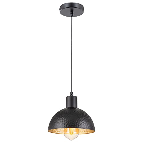 Suspension industrielle en métal martelé noir 7,8" pour îlot de cuisine