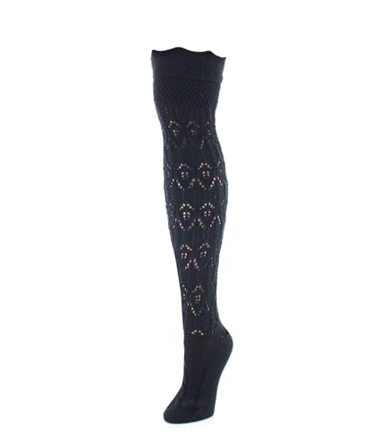 MeMoi Diamond Pointelle Chunky Knit Over-The-Knee Warm Socks3