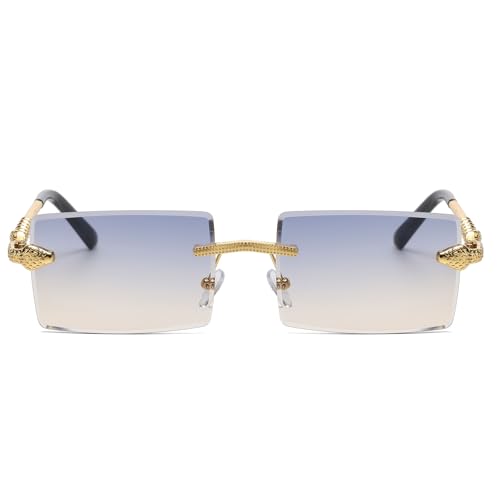 LJCZKA Rimless Rectangle Sunglasses Women Men Frameless Square Sun Glasses Luxury Metal Frame 2000s Rectangular Shades2