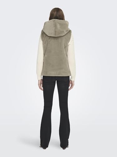 Image of ONLY Faux Fur Detail Sleeveless Hooded Tailored Jacket