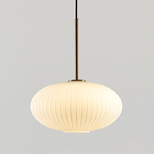 DLSixYi Linterna de cristal de una sola cabeza italiana Lámpara de forma plana Lámpara colgante de capullo de gusano de seda para Caffe House Comedor Sala de exposición Luz colgante hueca Cover