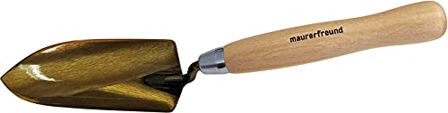 Blumenkelle Gold- Edition | extra Langer Griff aus Buchenholz | hochwertiger Kohlenstoffstahl | 270 Gramm | Gartenwerkzeug | maurerfreund | Made in Germany