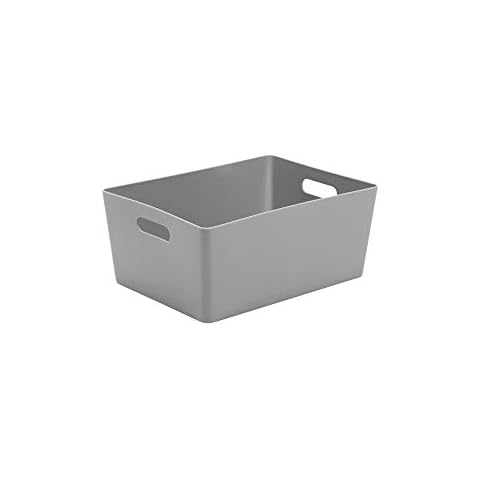 Wham Bam 5.02 Cool Grey Plastic Studio Storage Baskets Office Home & Kitchen Tidy Organiser 35 x 26 x 15cm (1 Basket) Cover
