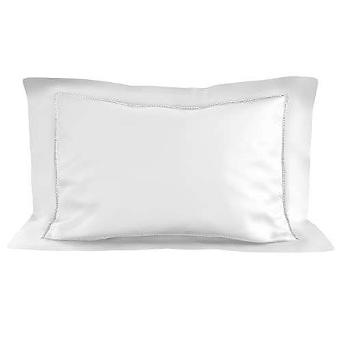 Soleil d'ocre PERCALE Funda almohada de algodón, Blanco, 50 x 75 cm