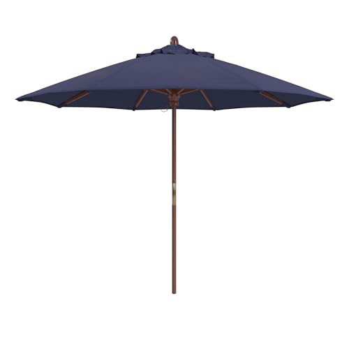 California Umbrella 9' Premium Commercial Hardwood Patio Umbrella, Manual Lift