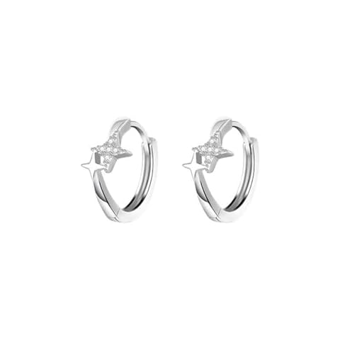 Oivzziy 925 Sterling Silver Star Hoop Earrings Cover
