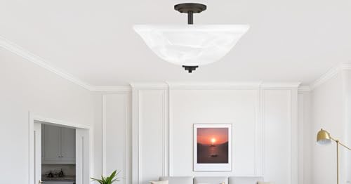 Aspen Creative 25002-65-1, Flush Mount/Semi-Flush Mount Alabaster Glass Shade, 1/2" Center Hole, 11-1/2" Diameter x 4" Height by Aspen Creative - Image 8