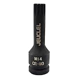 JEUCLEL M14 Triple Square Impact Spline Bit Socket, 14mm Metric 1/2-Inch Impact Drive Triple Square Socket, Cr-Mo Steel Lengthen Screwdriver Socket Adapter