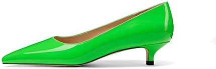 Tanaoen Women's Patent Stiletto Solid Low Heel Slip On Pointed Toe 1.5 Inch Pumps Shoes Green 8 | Image 1