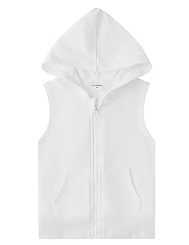 Image of Spring&Gege Boys' Full Zip Sleeveless Hooded Vest Basic Zipper Tank Tops Sweatshirt with Pockets