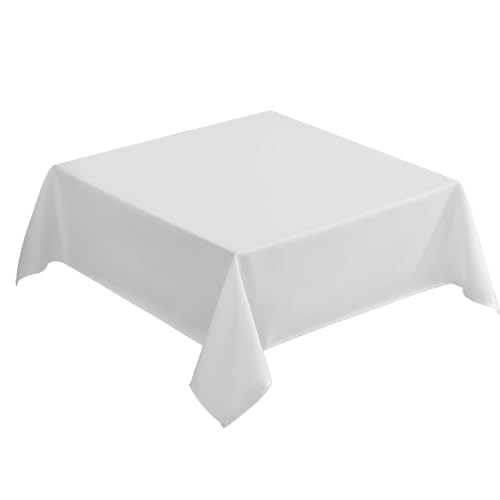 VidaFete 1 Pack Square Tablecloth 52 x 52 Inch Tablecloths Stain Wrinkle Resistant Polyester Dining Table Cover for Kitchen Dinning Party Wedding Rectangular Tabletop Buffet Decoration(White)
