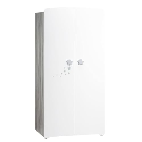 BabyPrice Armoire 2 Portes bébé 175x85x56cm en Bois Blanc