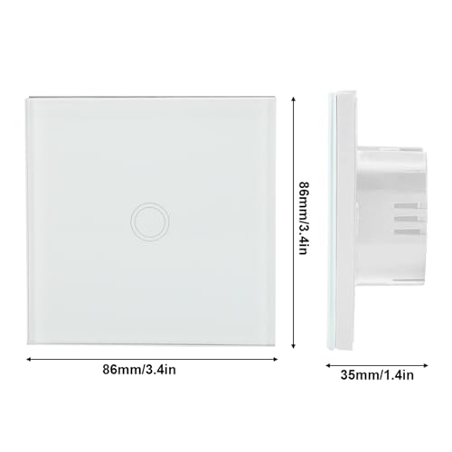 Interruptor de luz tactil inteligente unipolar con panel de vidrio de 86x86 mm 3