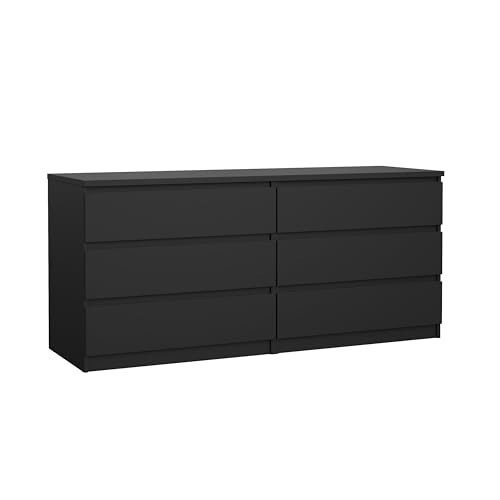 Tvilum 6 Drawer Double Dresser, Bedroom Furniture, Handle-fr