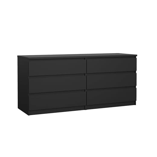 Tvilum Scottsdale 6 Drawer Double Dresser, Black Matte