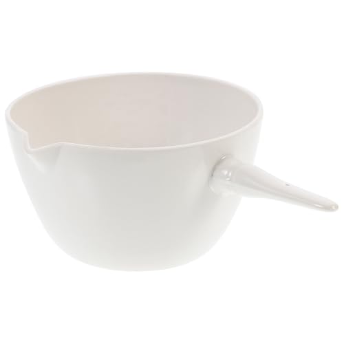 Healifty Ceramic Evaporating Dish with Handle 300ml Round Porcelain Laboratory Evaporating Basin for School Science and Industrial Lab Use