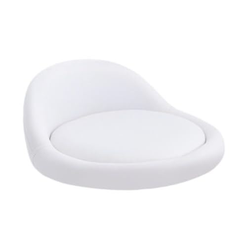 SiaBiced Taburete Redondo de Cocina con Respaldo Bajo, Asiento de Repuesto en Cuero PU, Blanco, Individual