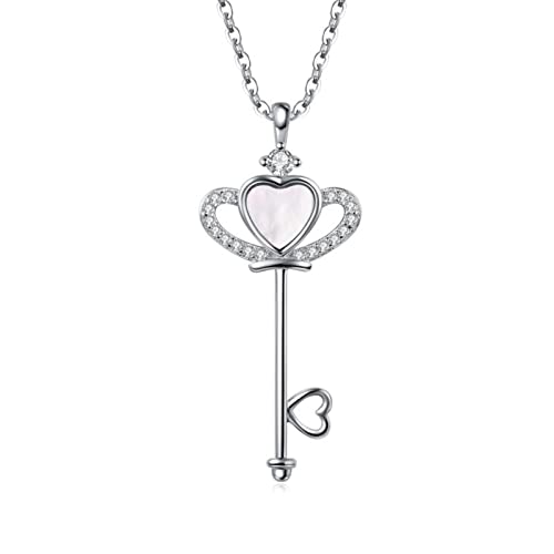 Collier en argent sterling 925 avec pendentif cœur couronne élégant pour femme
