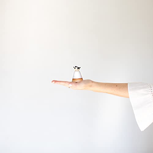 Decorative Ceramic Match Holder With Striker. For Kitchen, Fireplace & Bathroom. Cute Modern Matchstick Storage Jar For Lighting Candles & Burning Incense. Great Household Gift. White & Tan Conical #TOP6