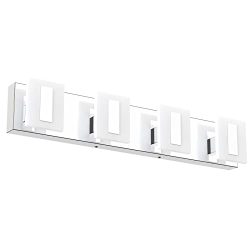 Ralbay Modern Chrome Led Vanity Lights 6000K, 4 Light Acrylic Bathroom Light Fixtures Over Vanity Mirror #TOP9