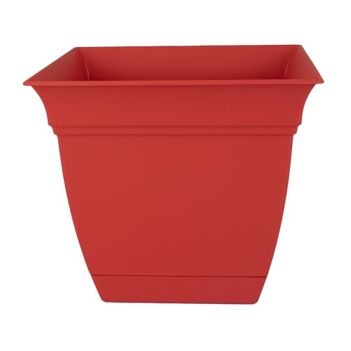 The HC Companies Eclipse Square Planter with Attached Saucer