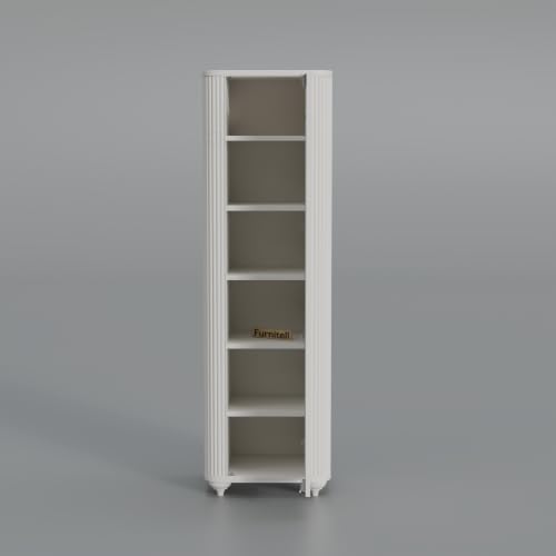Image of HDHMR Wooden Wardrobe Almirah for Bedroom, 72 Inch | 1 Door Tall Storage Cabinet with 6 Shelves | Fluted Push-to-Open Cupboard | Closet Organizer for Clothes, Books & Home Essentials | White Finish