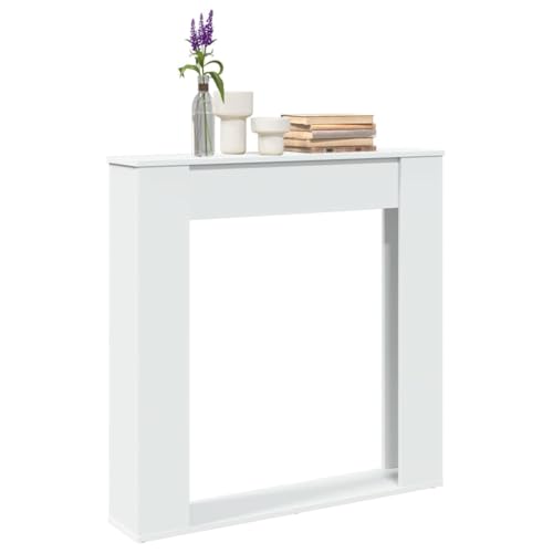Manteau de Cheminée, Console Cadre de Cheminée Décorative Blanc 100x20x100 cm Bois d'ingénierie
