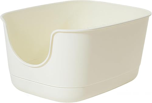 Riuuyyi 猫トイレ 大型猫用 オープン式 猫砂トイレ スコップ付き 半密閉型 深型 大容量 広々設計 飛び散り防止 掃除簡単 砂かきしやすい 清潔便利 大きめ 猫用トイレ本体 ペット用トイレ 室内飼い 多頭飼い対応 猫用品 (62.5*45.5*31