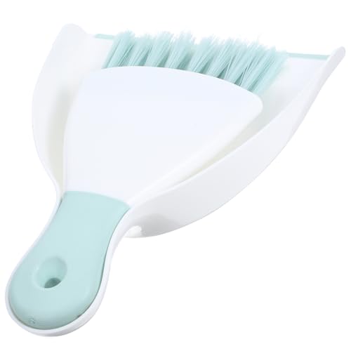 WRITWAA Colocar Mini recogedor de Escoba hogar batidor Polvo escobilla pequeño Escoba y recogedor Cepillo recogedor Interior del Coche Plumero automático Escoba con recogedor páginas Green