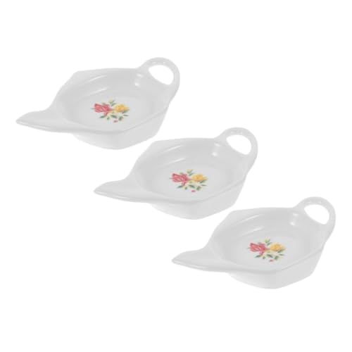 BAZEITFLOW 3 pezzi Piattini Portabustine in Ceramica Resistente per Casa Sottobicchieri per Bustine Tè e Accessori Riutilizzabili e Pratici per Uso Quotidiano
