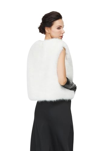 Women Faux Fur Mink Vests with 2 Pockets Winter Fall Open Front Sleeveless Jacket Outwear3