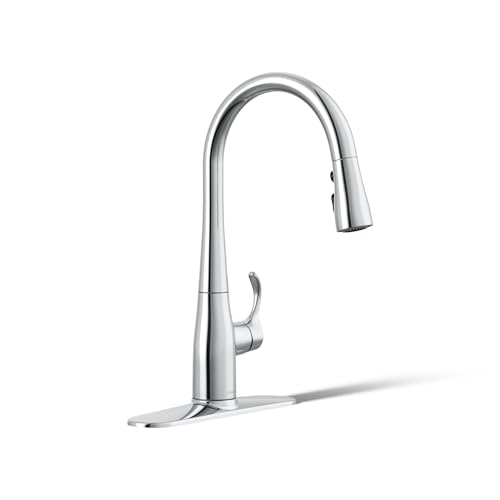 Image of KOHLER 597-CP Simplice Pull Down Kitchen Faucet, 3-Spray Faucet, Kitchen Sink Faucet with Pull Down Sprayer, Polished Chrome