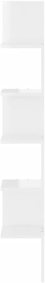 Wall Corner Shelf High Gloss White Engineered Wood, 7.9x7.9x50.2 Inch Modern Floating Display Ledge for Living Room, Bedroom, and Bathroom Decor